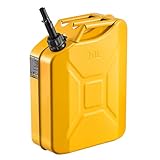 VEVOR Jerrican Essence Métal 20 L Bidon Essence Débit Maximal 6 L/min Réservoir de Carburant Résistant pour Plupart des Voitures, Motos, UTV, Tracteurs, avec Bec Verseur, Poignée Confortable, Jaune
