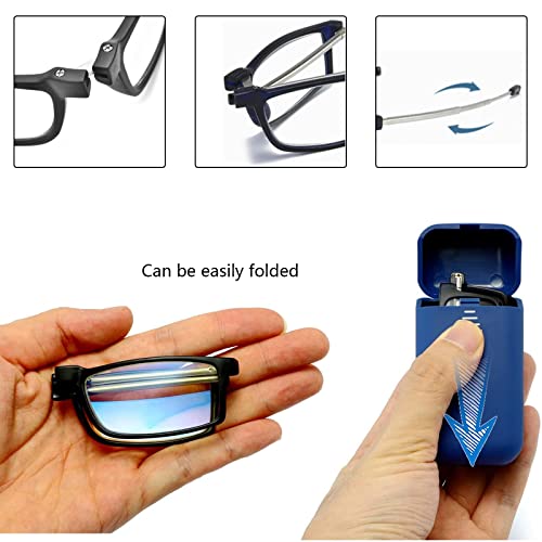 Hubeye Foldable Reading Glasses Portable Easy to Carry Folding Blue Light Blocking Reader with Glasses Case 1.00 - Image 3
