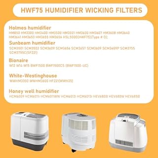 HWF75 Humidifier Wick Filter Replacement Filter D Compatible with Holmes HWF75CS, HWF75PDQ-U, and Sunbeam Cool Mist Humidifier Filter SCM3501, SCM3502, SCM3656, SCM3657, SCM3609P, 2 Pack