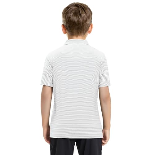 Image of Boys Polo Shirts Short Sleeve Striped Performance Moisture Wicking Dry Fit Golf Shirts for Boys Youth Kids