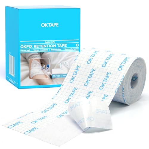 OK TAPE Dressing Retention Tape for Wound Care, Medical Tape for Gauze & Bandage Fixation, Surgical Tape 4\" x 11 Yds, Latex-Free Gentle on Sensitive Skin (1 Pack)