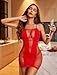 Avidlove Womens Lingerie Fishnet Badydoll Mesh Stretch Chemise Red Red One Size Fits Most