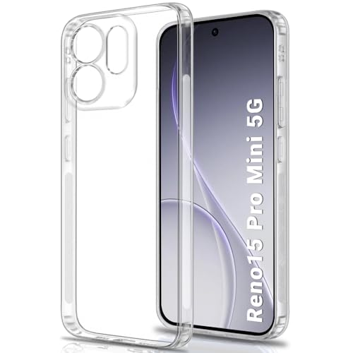 Image of TheGiftKart Back Cover Soft Case for Oppo Reno 15 Pro Mini 5G | Best Camera Protection | Inbuilt Dust Plugs & Anti-Slip Grip | Ultra Clear Slim Back Cover for Reno15 Pro Mini (Silicone, Transparent)