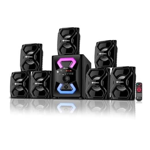 TRONICA 65W Donald 7.1 Home Theatre System with RGB LED Lights, Remote Control, Bluetooth Speaker Set, Cafe Speaker,FM,Pendrive,Smart TV Support