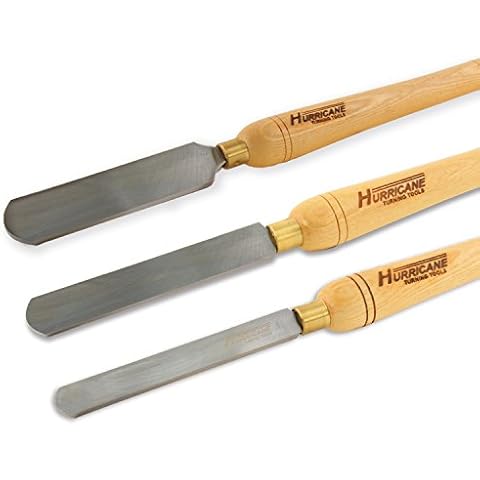 Hurricane Turning Tools, HSS, 3 Piece Round Nose Scraper Set (3/4", 1" and 1 1/2"), Standard Series Woodturning Tools Cover