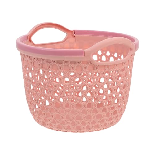 Housoutil Cesta de Almacenamiento Tejida de Polipropileno Pequeña Color Rosa Claro Organizador Multiusos para Escritorio Cocina y Baño Cesta Decorativa y Funcional para Guardar Objetos