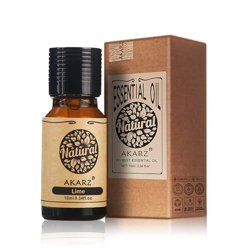 AKARZ Aceite esencial de lima Aceite esencial de lima natural orgánico para el cuidado de la piel, cuerpo, cabello, difusor, velas, jabón, bricolaje, masaje Aroma 10ml