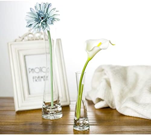 Bamboopack Hand-Made Blown Art Bud Glass Vase Small Glass Vase Single Stem Vase for Flower and Office Bud Home Decor (Clear)