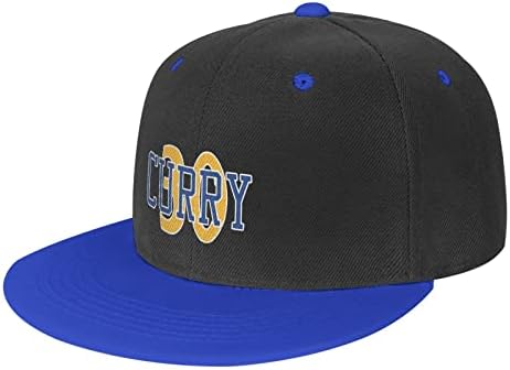 Elehuv Basketball Curry Adult Hip Hop Snapback Hats for Men Women, Adjustable Contrast Flat Bill Baseball Cap, Trucker Fitted Cap Gift Blue