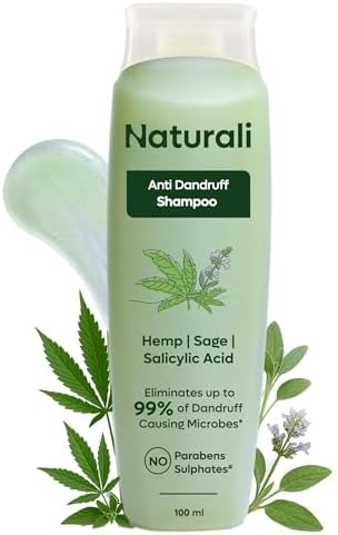 Naturali Anti Dandruff Shampoo with Sage &amp; Salicylic Acid | No Sulphate No Paraben Shampoo | Calms Itchy Scalp | Exfoliates flaky scalp | Soothes Inflammation | 100 ml