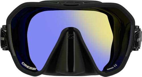 Cressi Z2 Frameless Masks, Black/Yellow, Inner Yellow with Blue Outer Reflection Lens