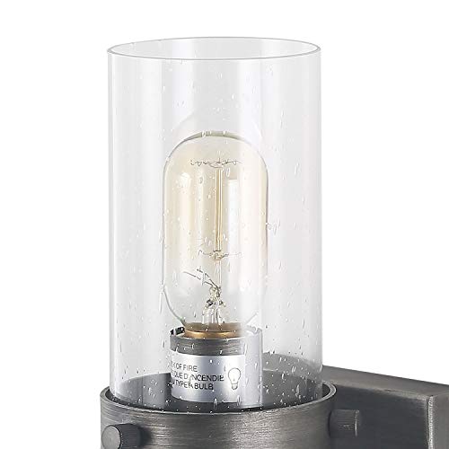 Log Barn Wooden Vanity Lights, Wall Sconce With Rustic Base And Seeded Glass Shade, Farmhouse Metal Bathroom Fixtures Over Mirrors For Bedroom, Powder Rooms #TOP6