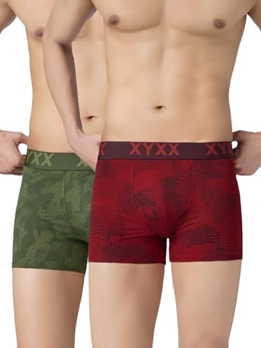 Image of XYXX Men's Cotton Modal Geometric Print Trunks | Antimicrobial, No-Marks Waistband Underwear for Men Combo (Pack of 2)