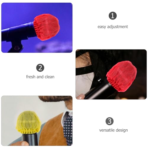 ERINGOGO 200 Unidades De Capa De Microfone Descartável Faixa Elástica Não Tecida Capa De Microfone P