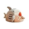QWINEE Cat Mat Shark-Shaped Kennel Kitten Bed Hideout House Warm Soft Comfortable Semi-Closed Cat Dog Nest Grey Small