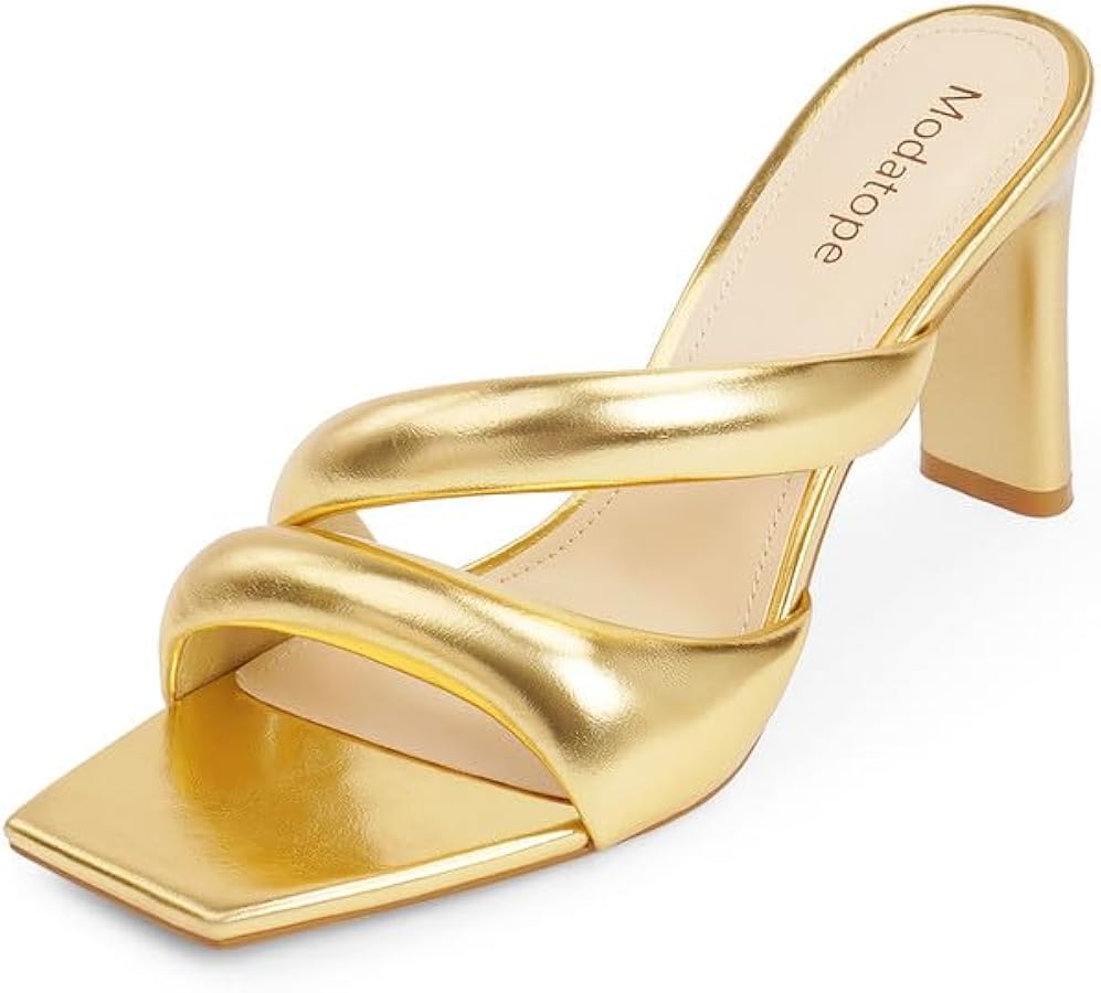 slim fit dress slacks Go For It Gold Metallic Block Heels main image 0