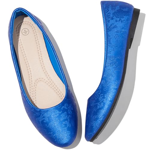 Image of Women's Ballet Flats Shoes Dress Slip on Shoes | PU Leather Teacher Business Casual Loafers Non Slip Low Heel Dressy