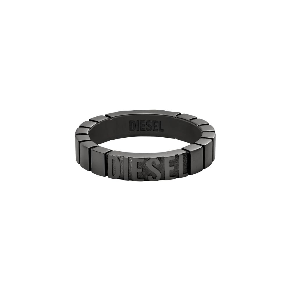 Diesel Men's Stainless Steel Band Rings, 11.5, Graphite