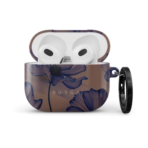Burga Airpod Hardcase Compatible with Apple Airpods 3 Charging Case, Dark Flowers Floral- Protective Hard Plastic Case