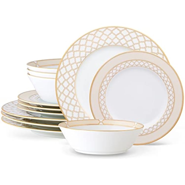 Noritake Eternal Palace Gold 12-Piece Dinnerware Set, Service for 4