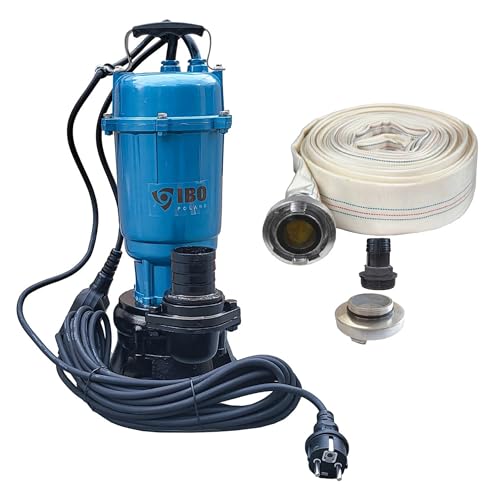 Tuyau de pompe à déchets 20 m Storz C Couplage Pompe pour eaux usées 550 W 18000 L/h Pompe submersible Lame de coupe Lame de coupe (Pompe avec tuyau de 20 m)