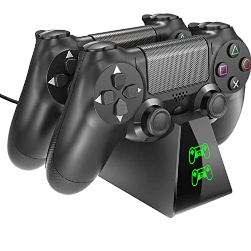 ABVSO - PS4 Controller Charger,PS4 Charging Dock, Dual Controller Charger Station for PS4Dual Charger with Charging Status Display Screen for PS4 Slim / PS4 Pro Controller(Green+Red Indicator)