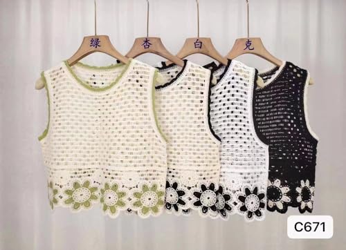 Image of ICW Women Embroidery Sleeveless Knit Boho Crochet Vest Crop Cami Tank Top 153