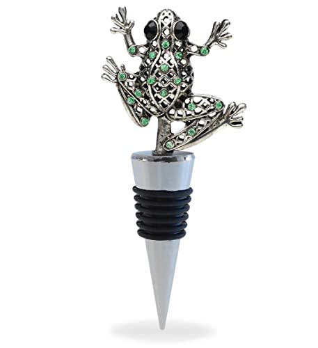 Cheers Frog Metal Wine Stopper - Elegant Vacuum Seal Reusable Toad Animal Wild Life Wine Bottle Stopper, Airtight Leak Proof Bottle Topper Cork Plug, Cute Home Decor & Bar Tool Accessory Unique Gift