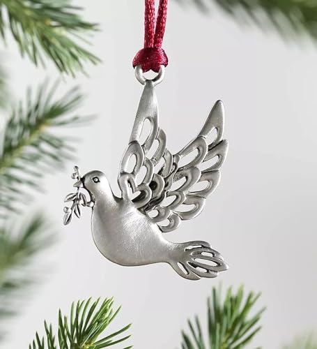 2023 New Solid Pewter Christmas Tree Ornament, Double-Sided Handcrafted Hanging Pewter Christmas Ornament, DIY Craft Hanging Ornaments for Home Party Gifts (Dove)