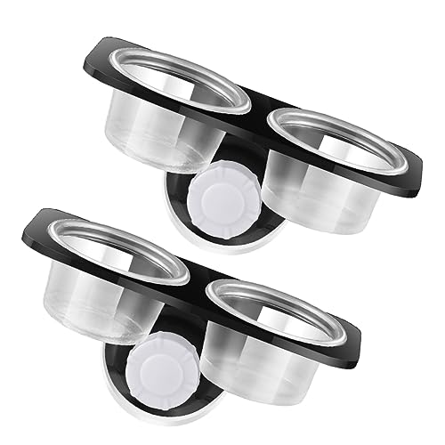 INOOMP 2個 爬虫類給餌台 爬虫類フードウォーターボウル 犬用水入れ ヒョウモントカゲモドキのアクセサリー 餌棚 ペットウォーターボウル クロールペット給餌ツール プラスチック Black