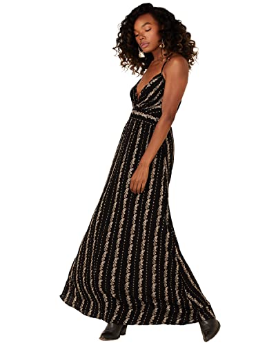 Angie Girls Women's Printed Surplus Top Maxi Casual Dress, Black, Small US