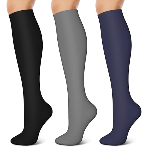 Image of 3 Pairs Compression Socks for Women and Men 15-20mmHg-Circulation Support Socks- Best for Medical,Running,Athletic