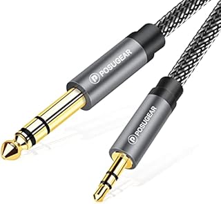 POSUGEAR 3.5mm to 6.35mm cable 1M, 3.5mm (1/8 inch) Male TRS to 6.35mm (1/4 inch) Male TS Gold-Plated Connector Audio Stereo HiFi Nylond Braid Cable with Aluminium Alloy Housing