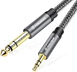 Cable de 6.35mm a 3.5mm, POSUGEAR Nylon Trenzado 3.5mm a 6.3mm Cable Audio Estéreo HiFi Macho a Macho para Reproductores de MP3, PCs, Amplificadores, Mesas de Mezclas Ordenadores- 3M