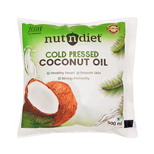 Image of nutndiet Cold Pressed Coconut Oil 500ml Pouch | Pure & Natural | Ideal for Cooking, Skin Care, Hair Care & Massage | Chemical-Free, Rich in Nutrients & Antioxidants