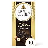 Ferrero Rocher Dark Chocolate Bar with Hazelnuts (90g) - 70% Cocoa Dark Chocolate Tablet with Crunchy Hazelnut Pieces & Creamy Filling - Ideal Gift, Stocking Filler or Treat