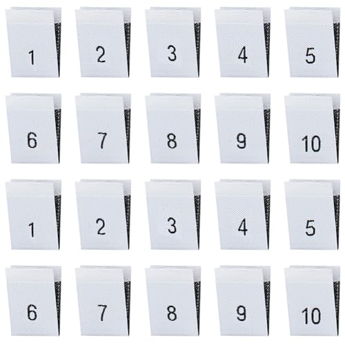 BENECREAT 400 etiquetas de poliéster de 10 estilos, accesorios de ropa blancas, etiquetas de costura para vestidos, monos, camisas, blusas o servilletas, tamaños de números 1 10