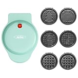SUNVIVIPRO 4” Mini Waffle Maker: 6 in 1 Waffle Iron with Removable Non-stick Plates, Waffle Machine for Kids and Families, (Santa Claus, Christmas Tree, Witch & Pumpkin), Light Blue