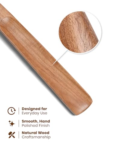 Image of LOUIS STITCH Premium Wooden Shoe Horn | Natural Shoe Horn | Handmade Wooden Shoe Wear Helper with Loop | LSAC-SH