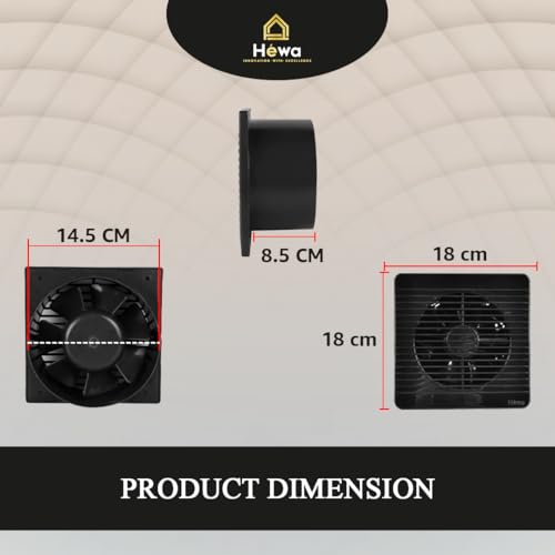 HEWA Onyx 6 inch 150mm high speed Ventilation Exhaust Fan for bathroom, kitchen with 2 year warranty (Black) - Image 6