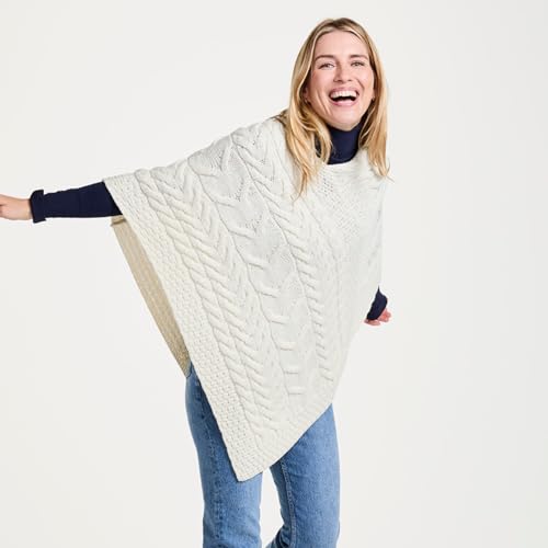 Women's Irish Cable Knit Poncho, 100% Supersoft Merino Wool, Made in Ireland, One Size, Aasleagh Falls2