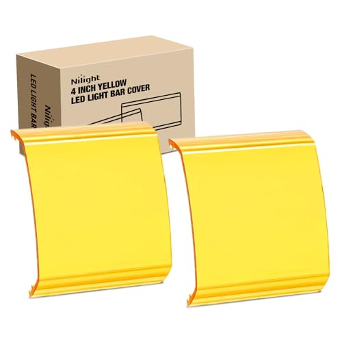 Nilight Light Bar Cover for 4 Inch LED Pods, 2 PCS Yellow Protective Durable Polycarbonate Lens Waterproof Dustproof Scratch-Proof for Double-Row Off Road Driving Lighting