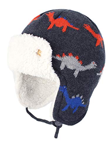 Century Star Baby Winter Fleece Lined Hat Knit Earflap Kids Caps Infant Toddler Boys Girls Beanie Hats Cartoons Dinosaurs 1-2T #TOP9