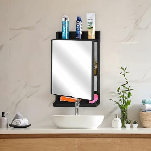 ZOLMIX Premium Bathroom Cabinet with Mirror, 2 kg, Black - Image 7
