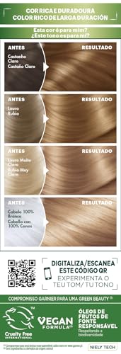 Garnier Nutrisse Creme Coloración Nutritiva Permanente, Tinte 100% Cobertura de Canas con Mascarilla Nutritiva de 5 Aceites - Tono 7.3 Rubio Dorado