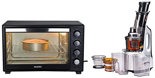 Image of AGARO Marvel 38-Liter Oven Toaster Grill with Motorized Rotisserie, 3 Heating Modes (Black)+AGARO - 33293 Imperial 240-Watt Slow Juicer with Cold Press Technology (Grey /Black)