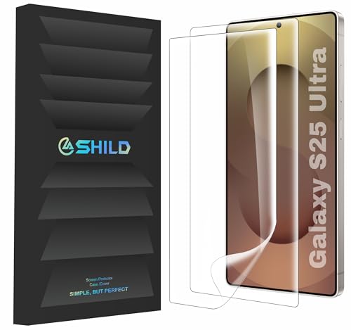 Image of SHILD Silicone-(2 Pack Full Screen Protector Guard For Samsung S25 Ultra Perfect-Fits Design(6.8-inch Screen Size)|Transparent Screen Guard For Galaxy S25 Ultra-Fingerprint Support /S PEN Compatible /HD