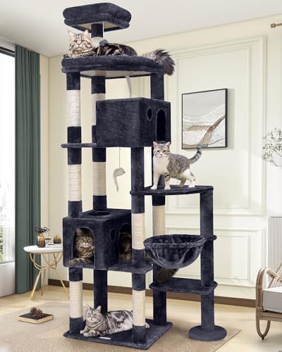 Globlazer Giant Cat Tree, 83 inch Cat Tree for Indoor Cats Large Adult, XXL Cat Tower with 9 Scratching Posts for 20lb+ Heavy Duty Large Adult Cats, F83, Dark Grey