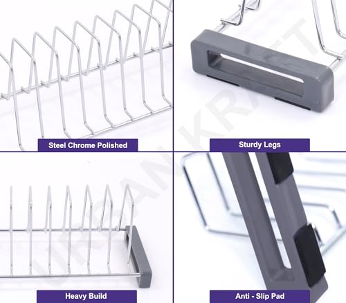Image of URBAN KRAFT Stainless Steel Modular Kitchen Basket Plate Fixer /Tandem Box Drawer Rack /Plate Organizer for Cabinet - Plate Stand Chrome