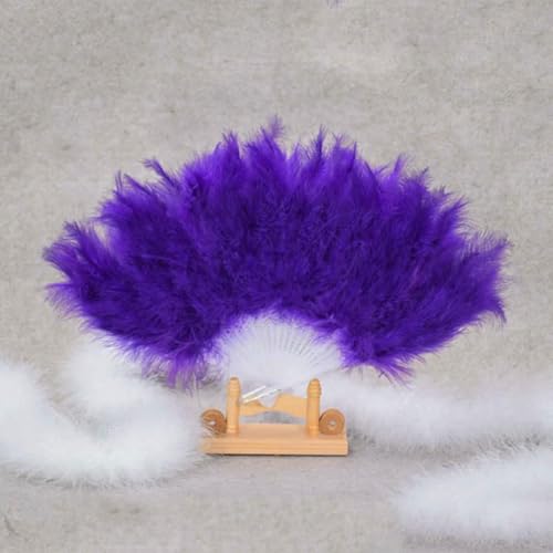 Abanico plegable de plumas con diseño de hada dulce para danza de la corte, artesanía, decoración para bodas y fiestas, 45 x 25 cm - 11